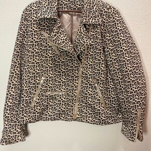 Leopard Print Women's Moto Jacket